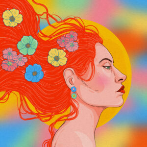 A pretty profile with red hair illustration