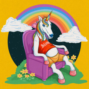 BELIEVE Funny Unicorn Illustration