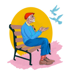 Illustration Feeding The Birds