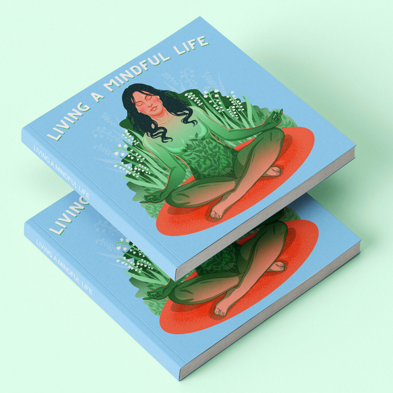 Living a Mindful Life Book Cover Illustration