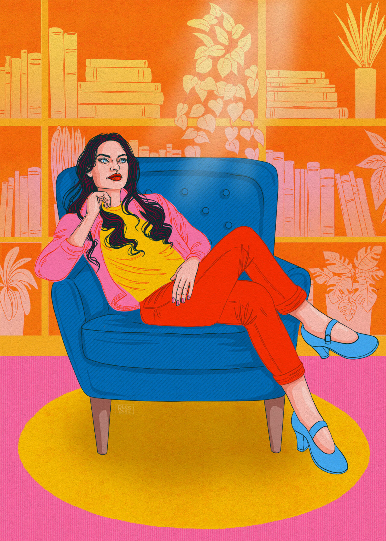 Lounging in a comfy spot illustration