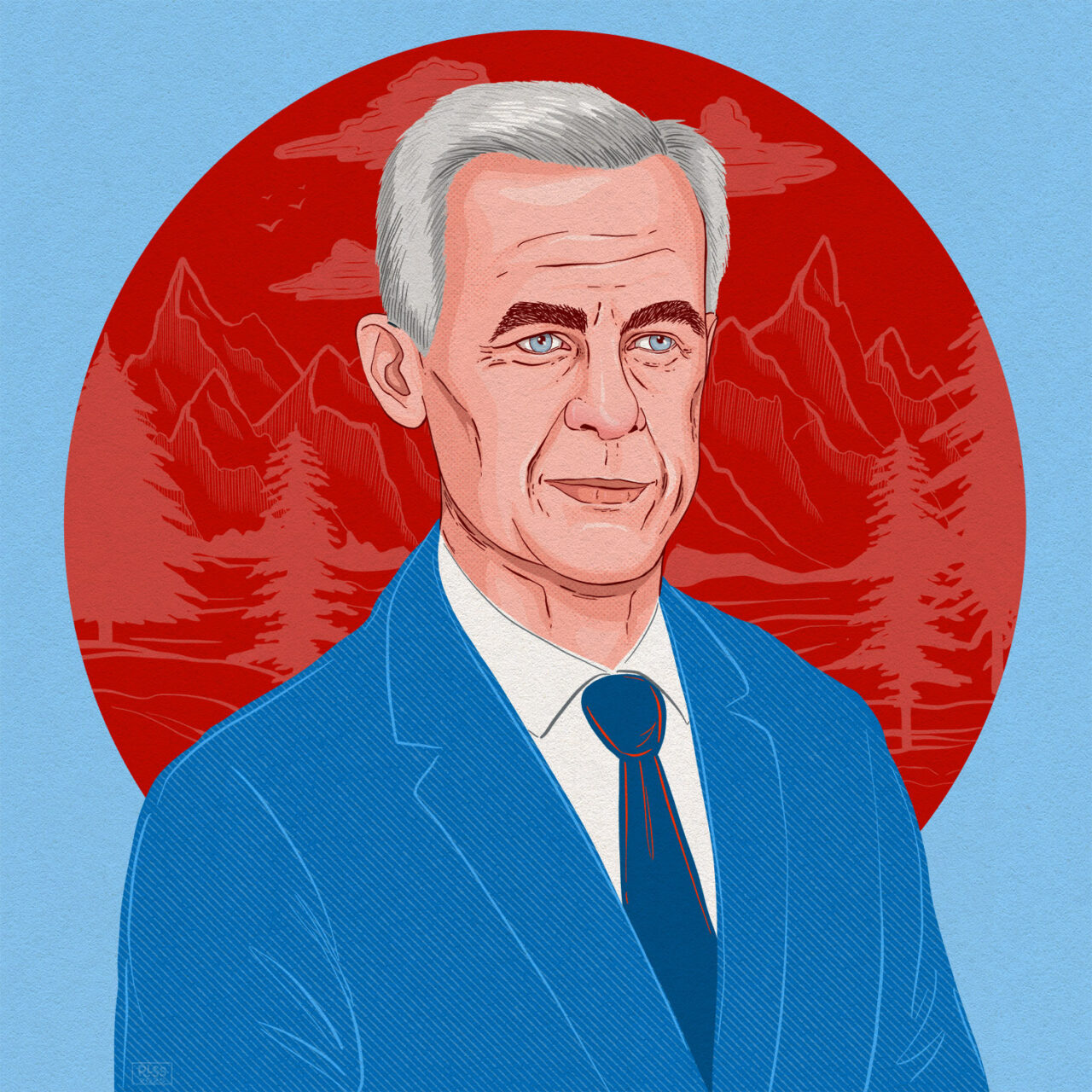 Canadian Prime Minister Mark Carney Editorial Illustration