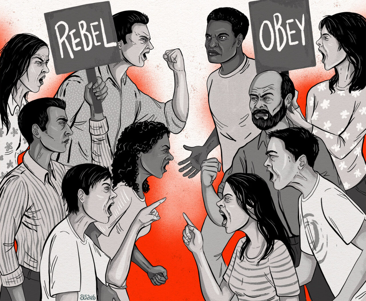 A deep division: Rising animosity in America, Editorial illustration