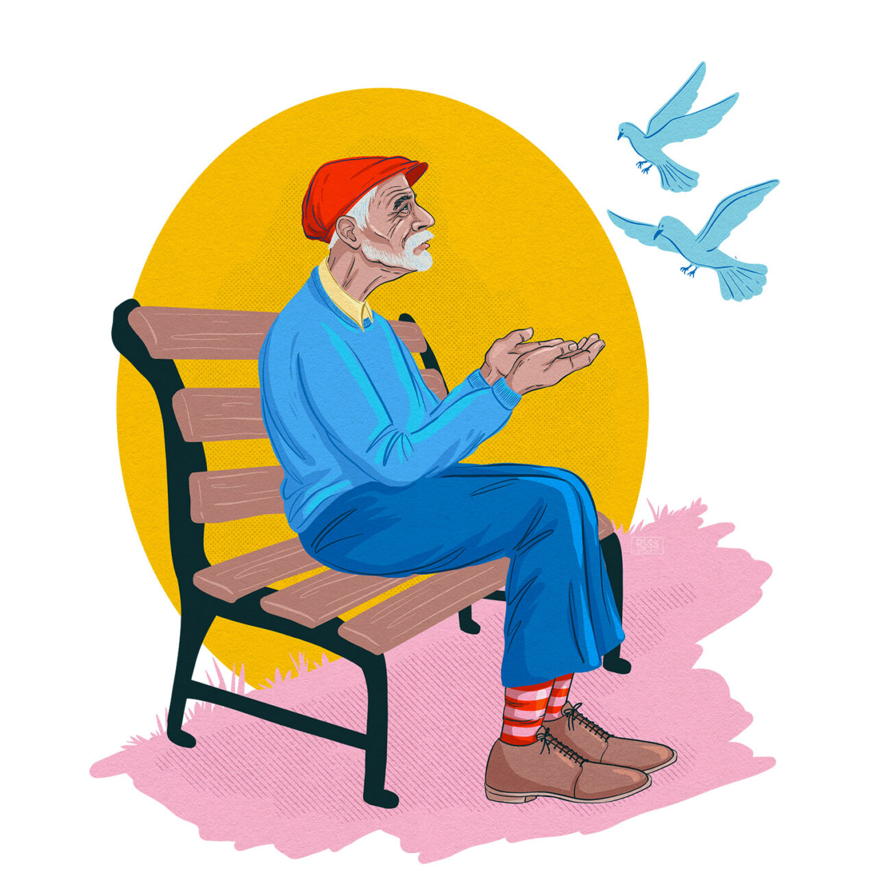 Feeding the Birds Editorial Illustration