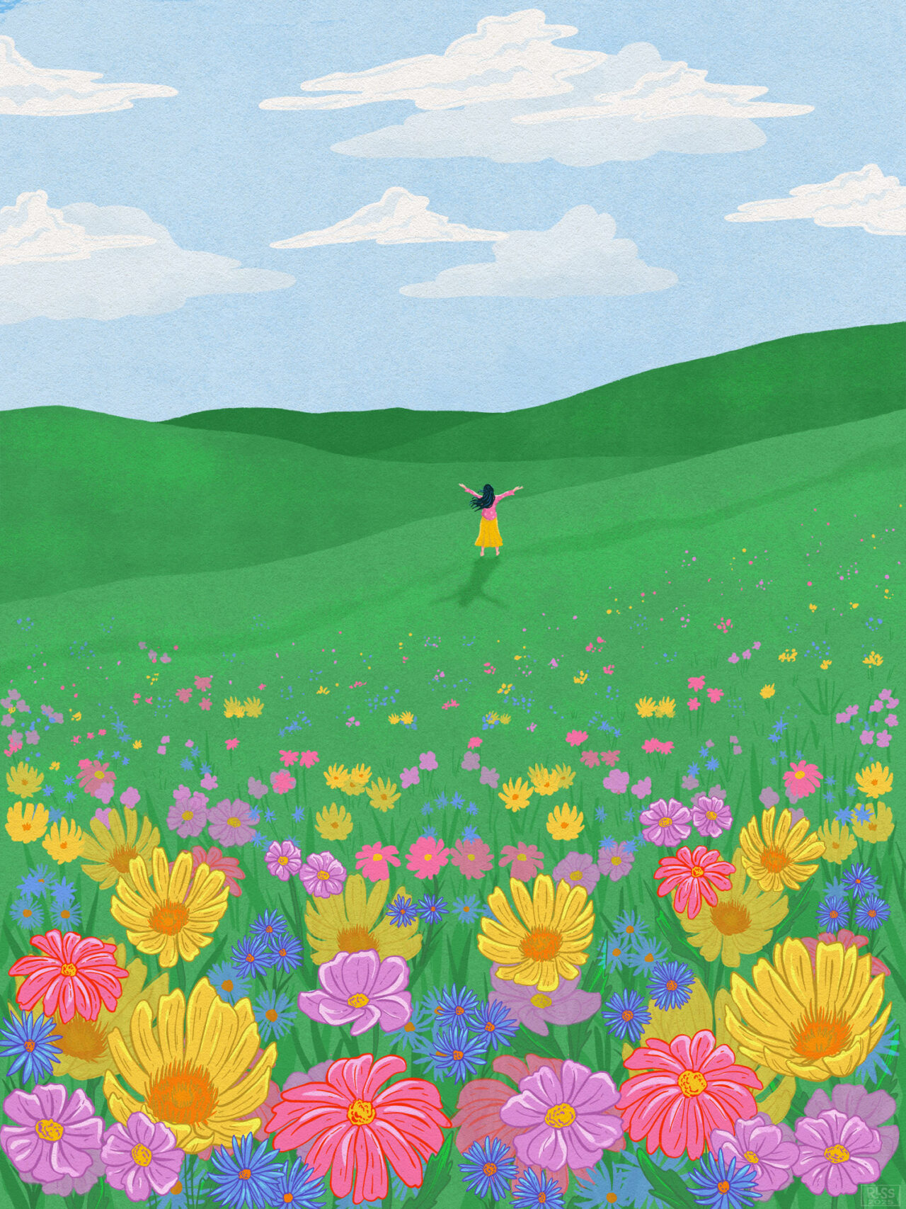 Field of Flowers Illustration