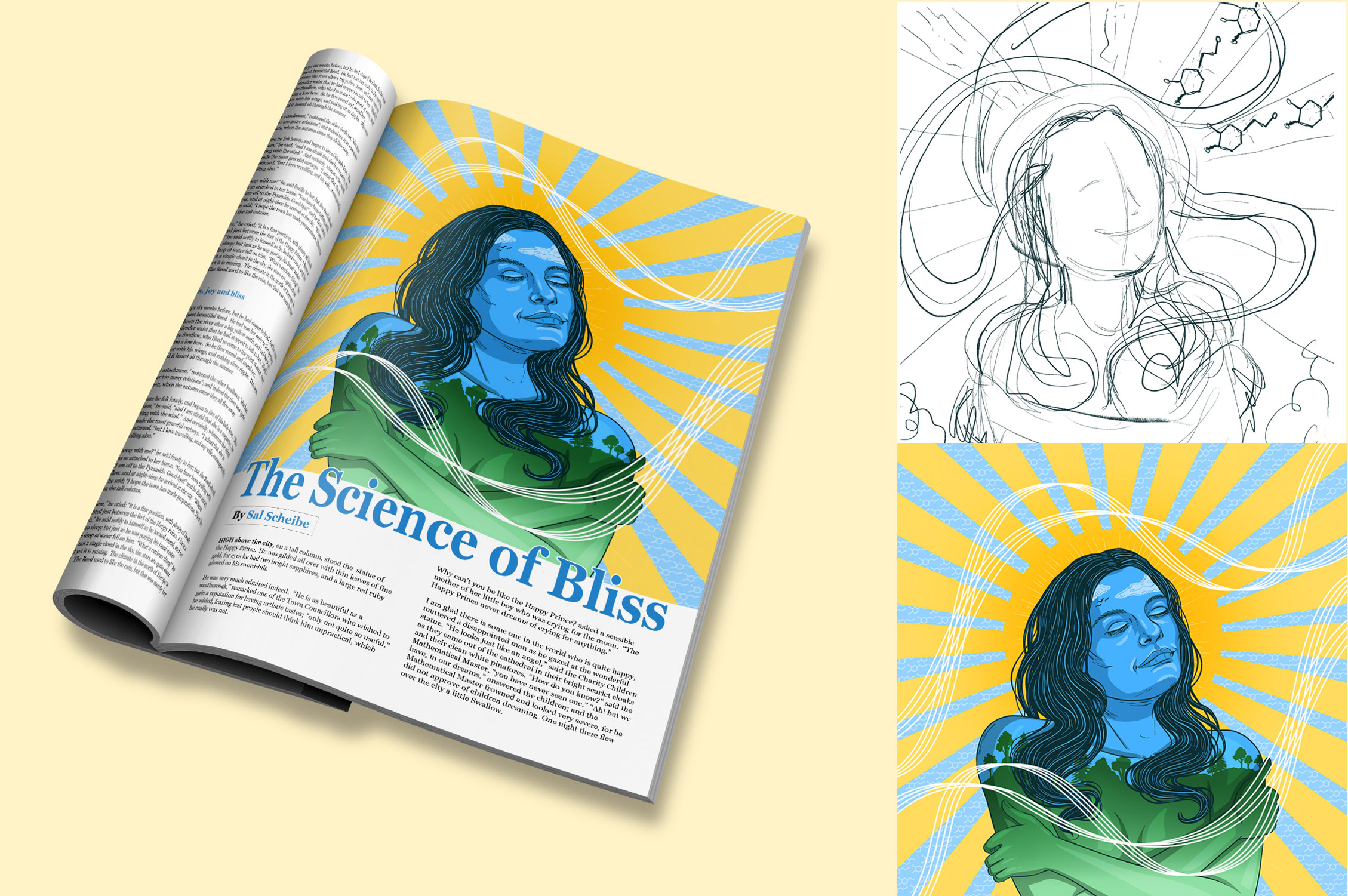 The Science of Bliss Editorial Illustration