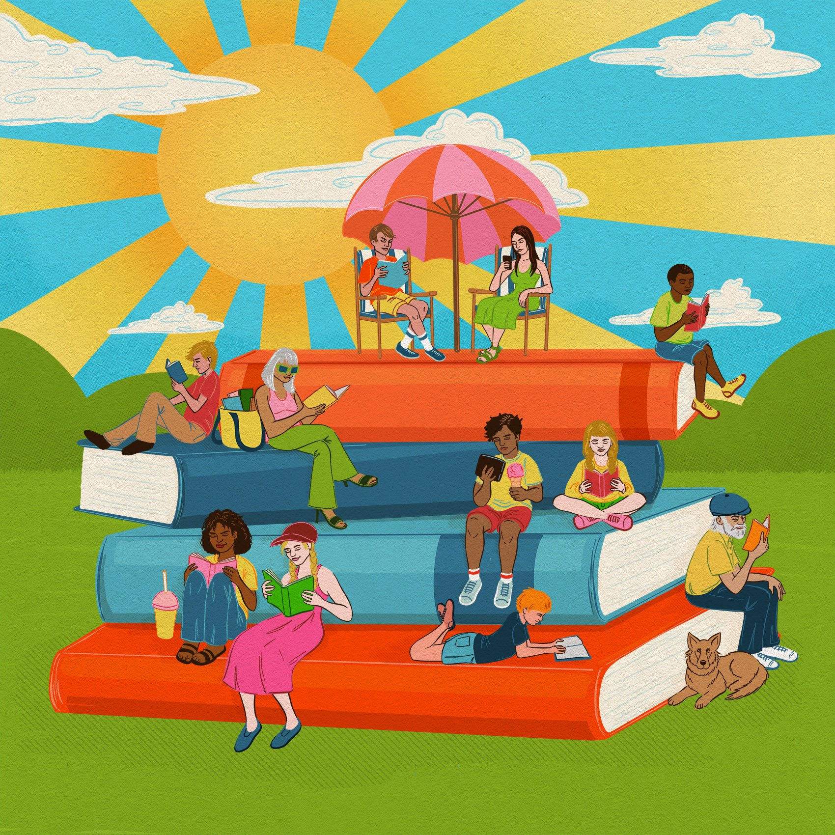 Summer reading lists, editorial illustration