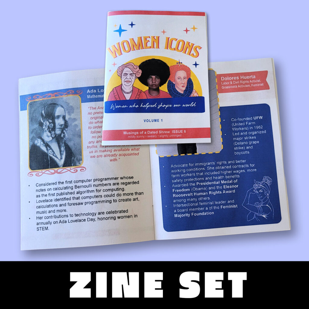 Feminist Zine Set, Small Acts of Microfeminism and Women Icons Zine